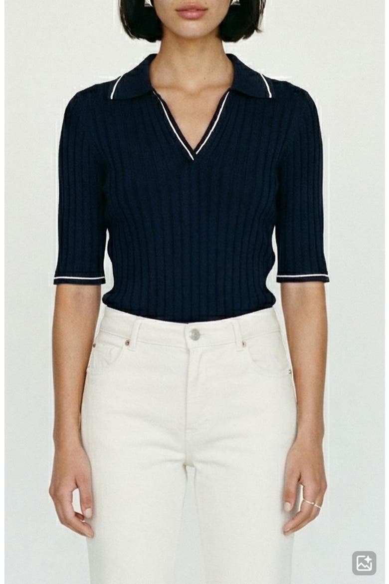 Simosa Rib Knit Polo, Main, color, NAVY BLAZER DETAIL BIRCH