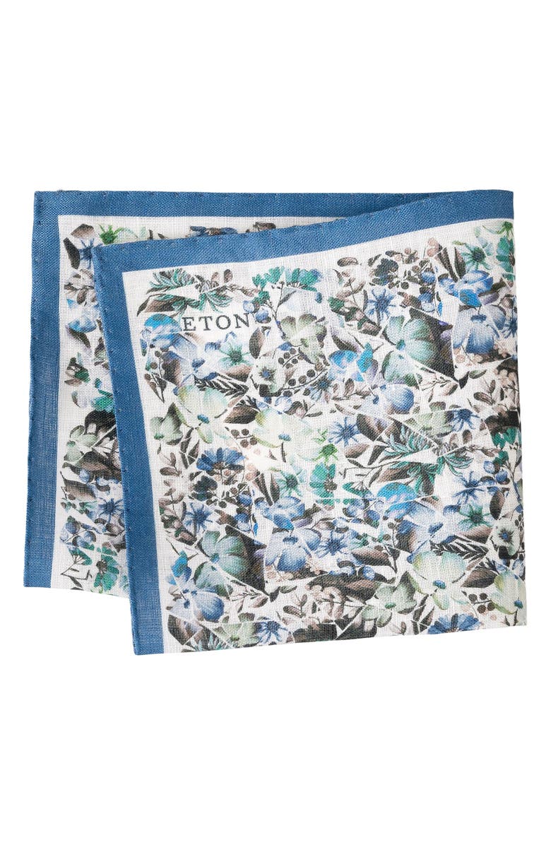 Eton Floral Linen Pocket Square, Main, color,