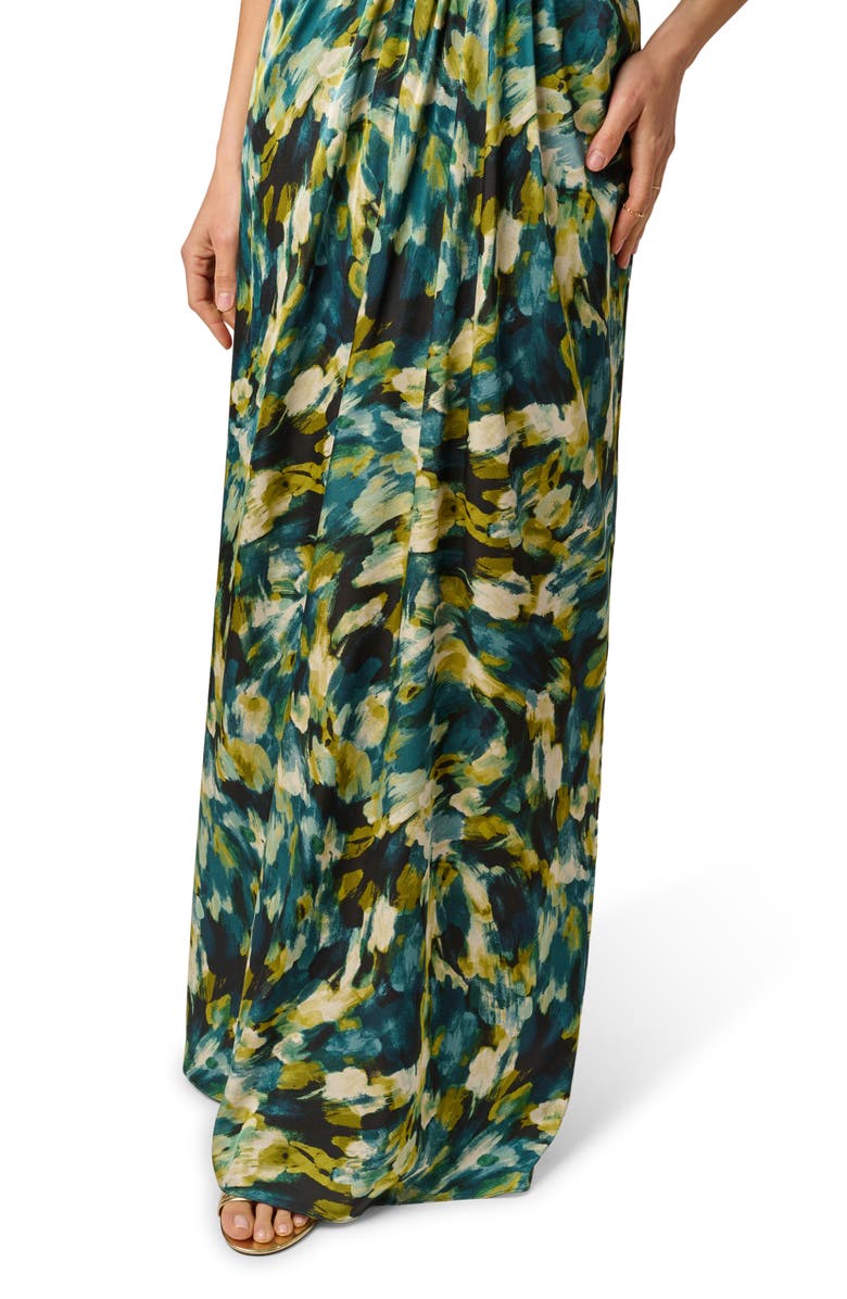 Adrianna Papell Print Halter Satin Gown, Alternate, color, 