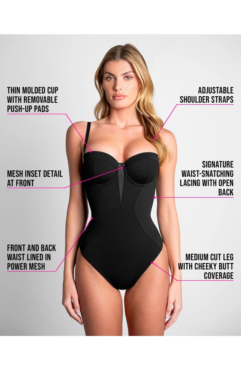 TA3 Mega Sculpting Push-Up One Piece Swimsuit, Alternate, color, Black
