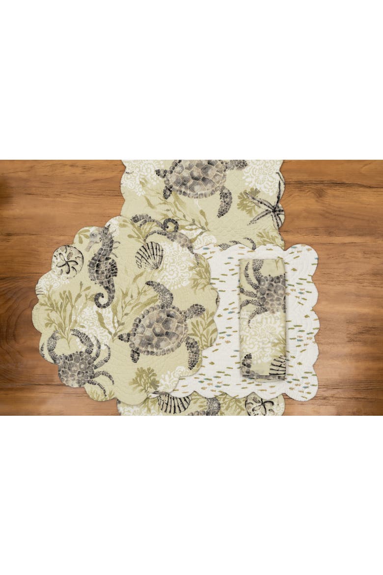 Cannon Beach Cotton Cloth Napkin Machine Washable Set of 6, Alternate, color, Green