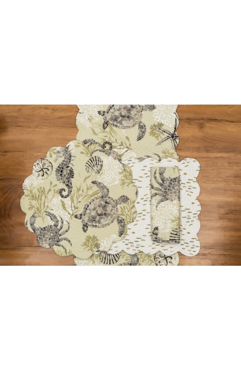 C&F Home Cannon Beach Cotton Cloth Napkin Machine Washable Set of 6, Alternate, color, Green