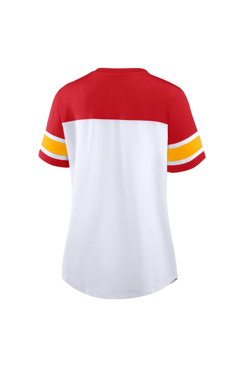 Women's Fanatics White/Red Kansas City Chiefs Athena Lace-Up V-Neck T-Shirt, Alternate, color, White