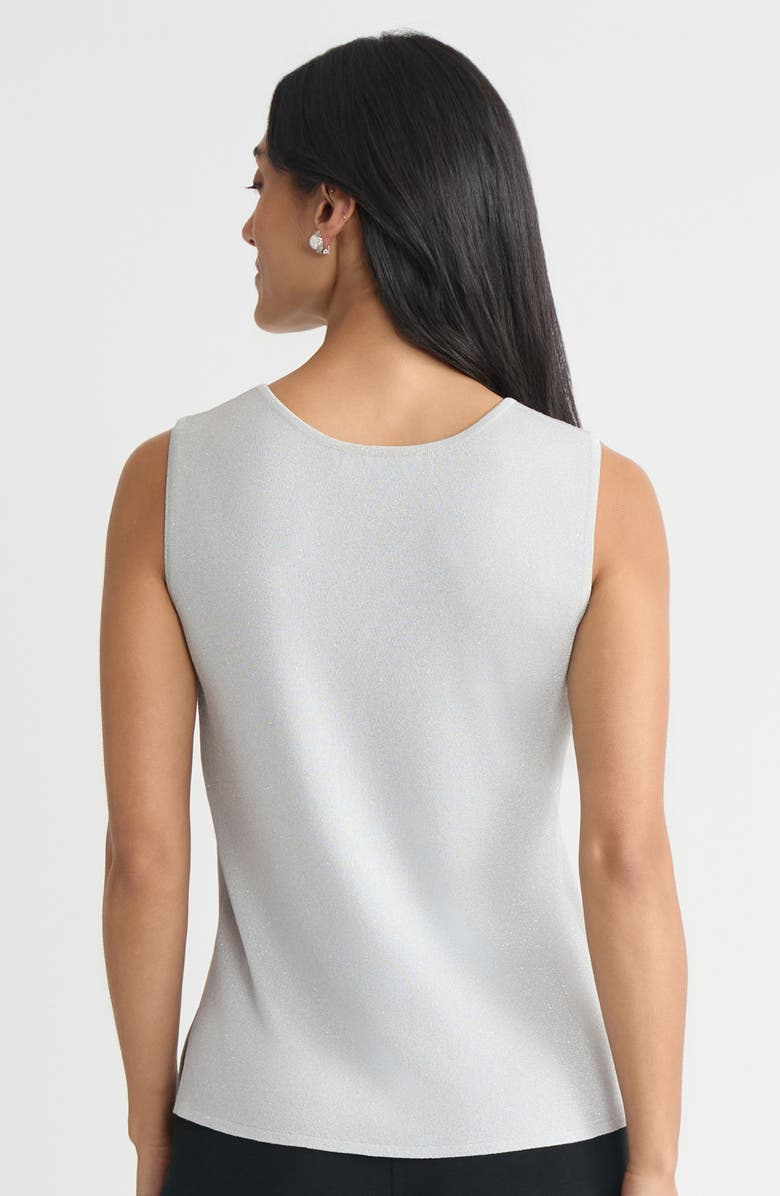 Ming Wang Plus Size Mid-Length Lurex Scoop Neck Knit Tank, Alternate, color, Silver