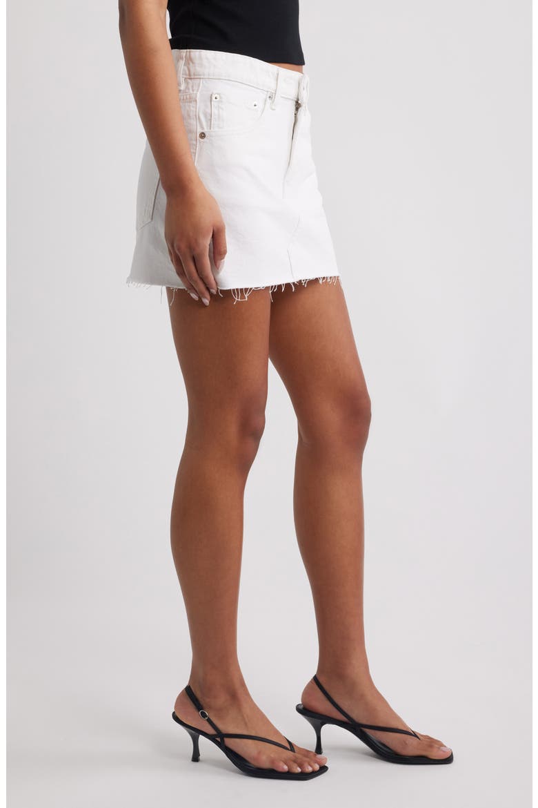 Rica Raw Hem Denim Miniskirt, Alternate, color, WHITE