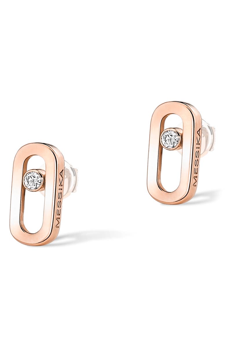 Messika Move Uno Diamond Post Earrings, Main, color, Pink Gold