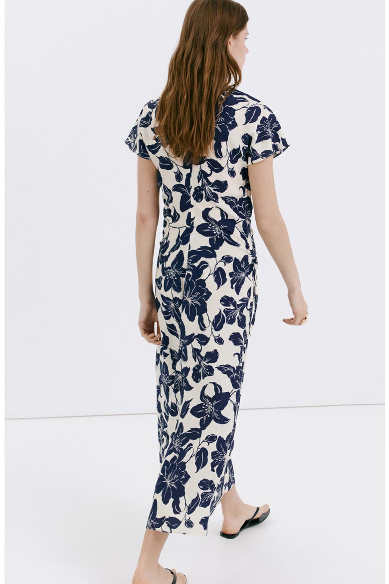 Print Side Ruched Maxi Dress, Alternate, color, ECRU