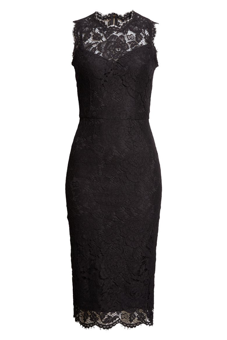 Cordonetto Lace Sheath Dress, Alternate, color, N0000 NERO