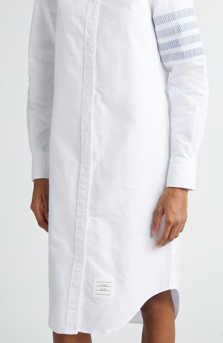 Thom Browne 4-Bar Long Sleeve Cotton Shirtdress, Alternate, color, White