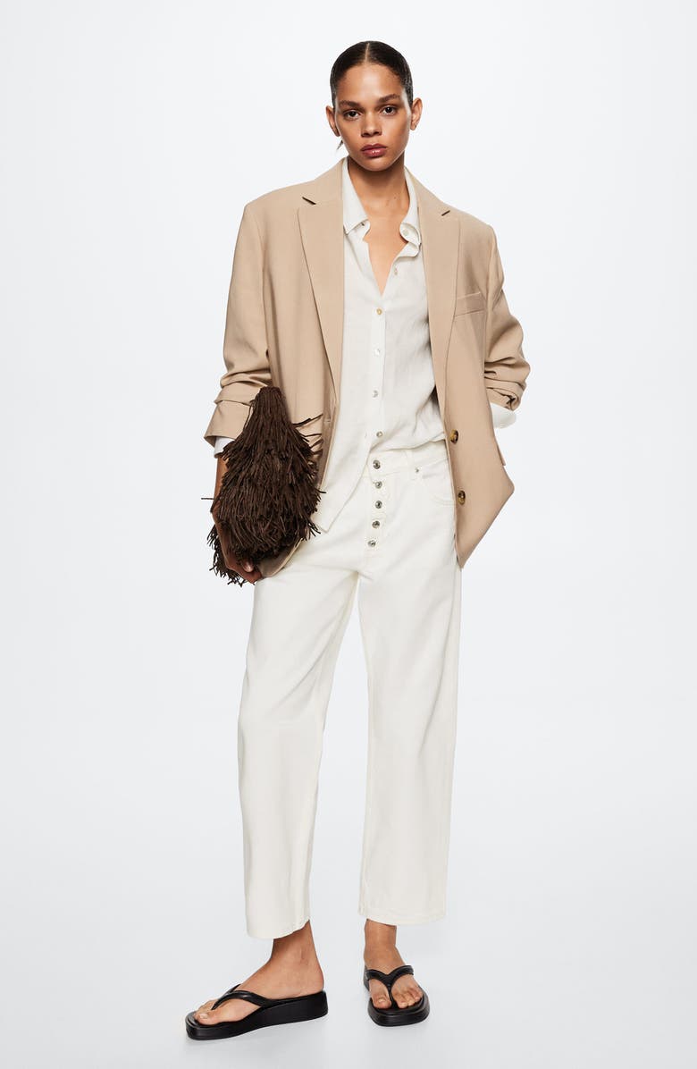 MANGO Straight Leg Button Fly Crop Jeans, Alternate, color, 