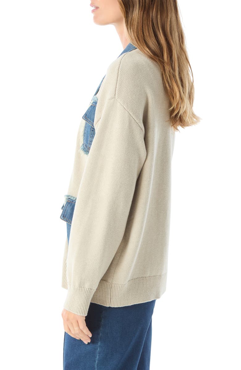DO by Dee Ocleppo Clio Denim Detail Cotton Blend Sweater, Alternate, color, Frozen Dew