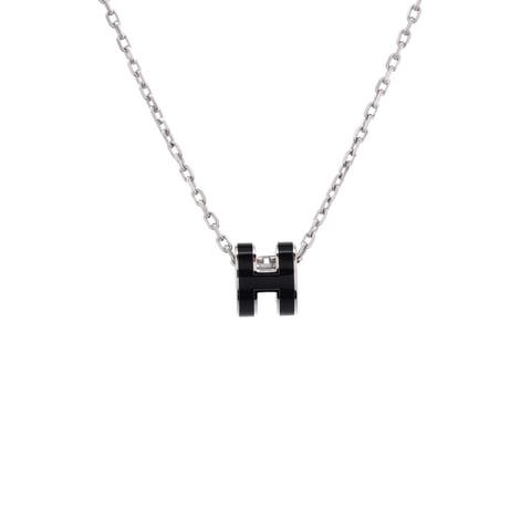 Pop H Pendant Chain Necklace Metal and Enamel Mini