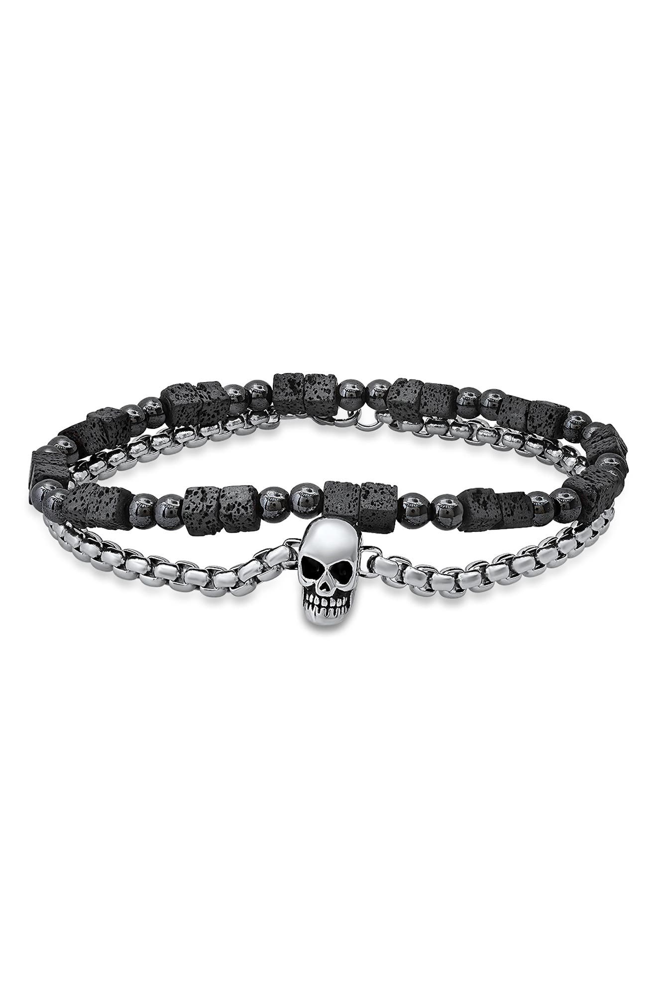 STEELTIME Men's Set of 2 Beaded Bracelets