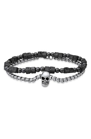 Hmy Jewelry Set Of 2 Beaded Bracelets In Silver/black
