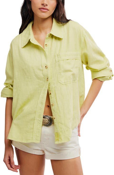 Laurel Linen Blend Button-Up Shirt