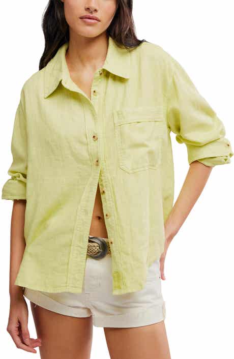 Free People Laurel Linen Blend Button-Up Shirt