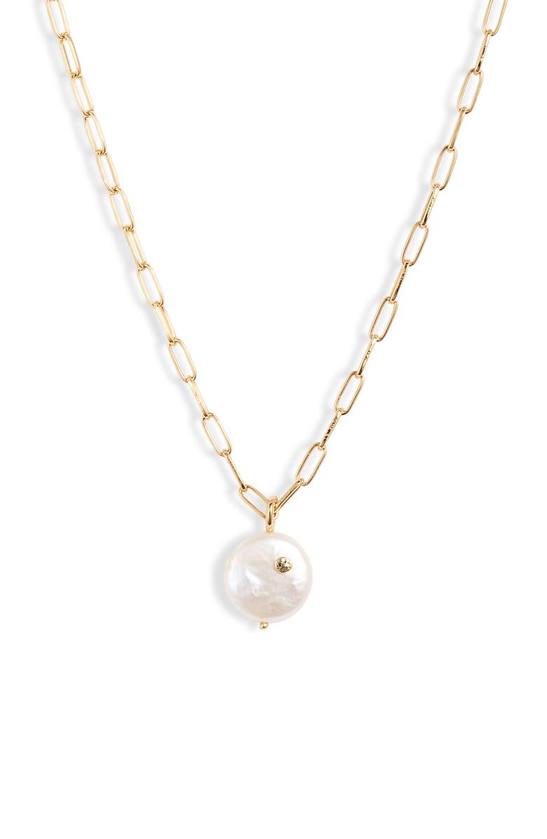 gorjana Reese Freshwater Pearl Pendant Necklace, Main, color,