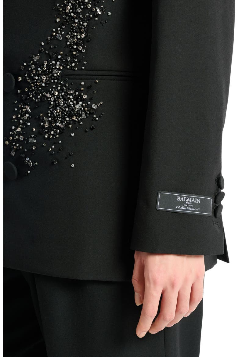 Wool blazer with "Sand Effect Amethyst" embroidery, Alternate, color, black