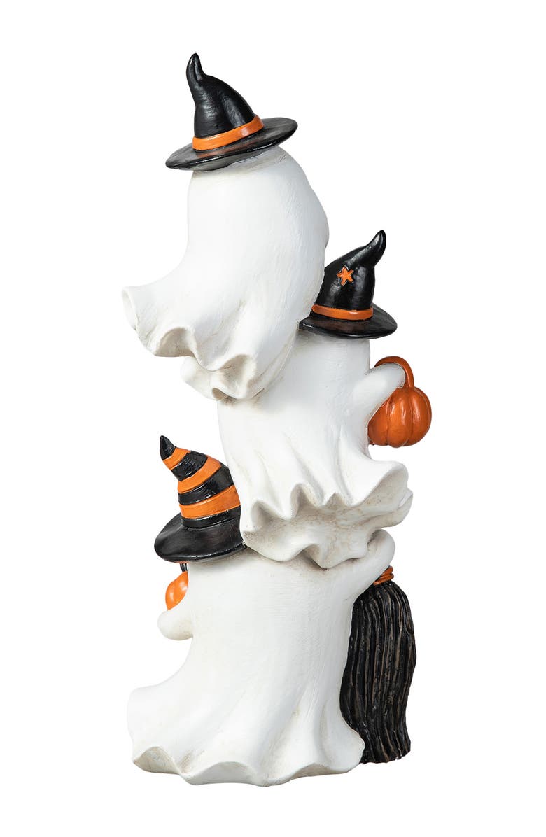 Glitzhome Halloween Polyresin Stacked Ghost Table Decor, Alternate, color, White