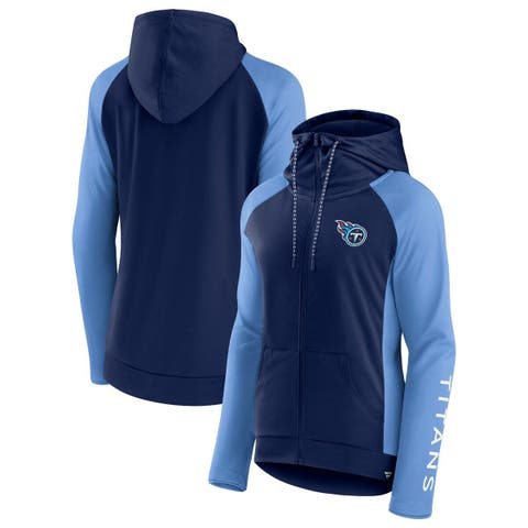 Women's Fanatics Branded Navy/Light Blue Tennessee Titans End Around Lightweight Raglan Full-Zip Hoodie Jacket
