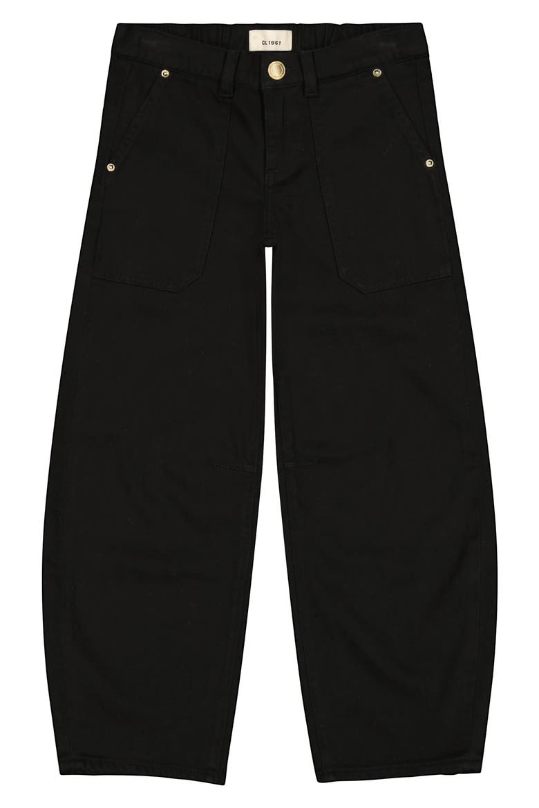 Kids' Lilia Pull-On Barrel Leg Jeans, Main, color, BLACK