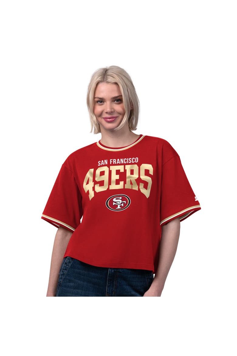 Women's Starter  Scarlet San Francisco 49ers Ace Cropped T-Shirt, Main, color, Scarlet