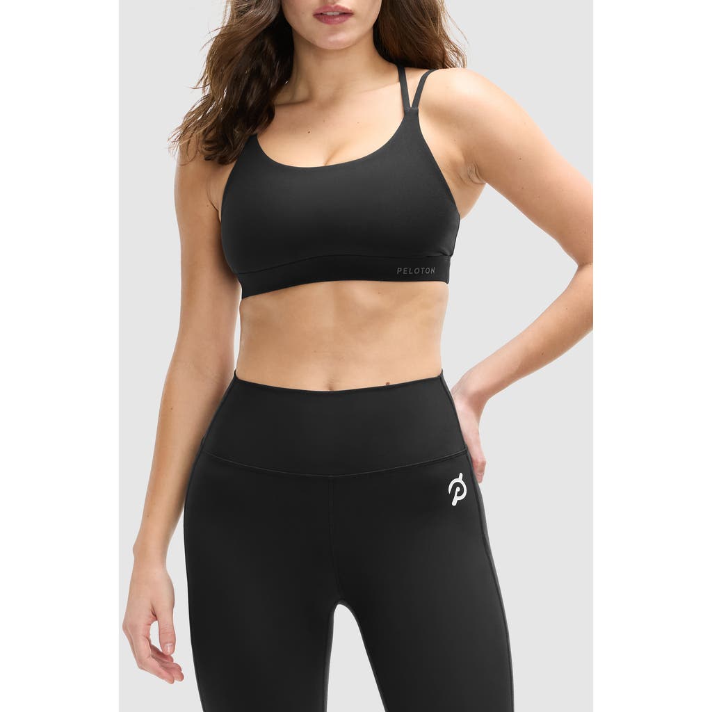 Shop Peloton Cadent Strappy Y Back Bra In Jet Black