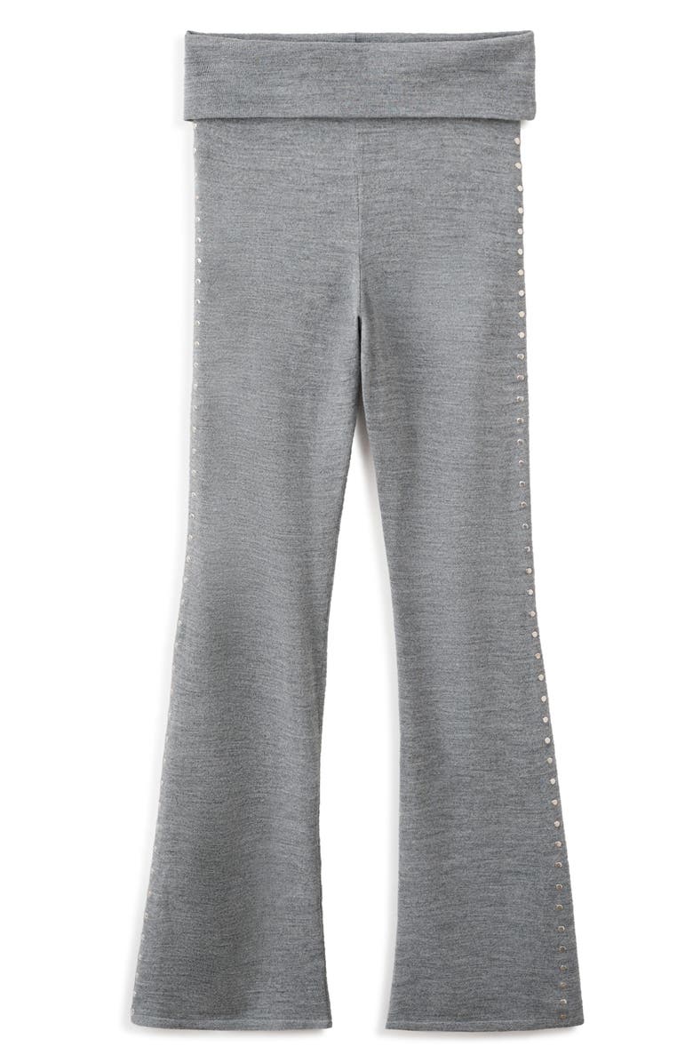 MANGO Studded Knit Trousers, Alternate, color, Medium Heather Grey