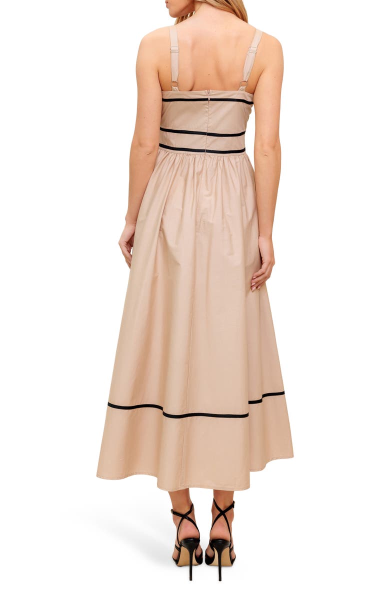 FLYING TOMATO Contrast Stripe Cotton Fit & Flare Maxi Sundress, Alternate, color, Taupe Black