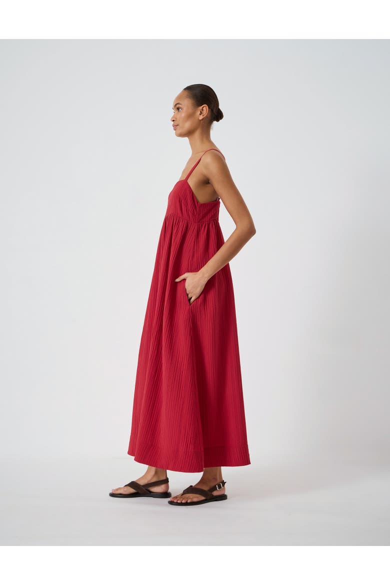 Nami Crinkle Gathered Maxi Dress, Alternate, color, Ruby Red