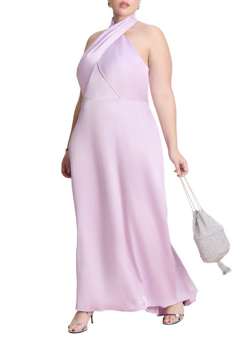 Halter Neck Satin Maxi Dress (Plus)