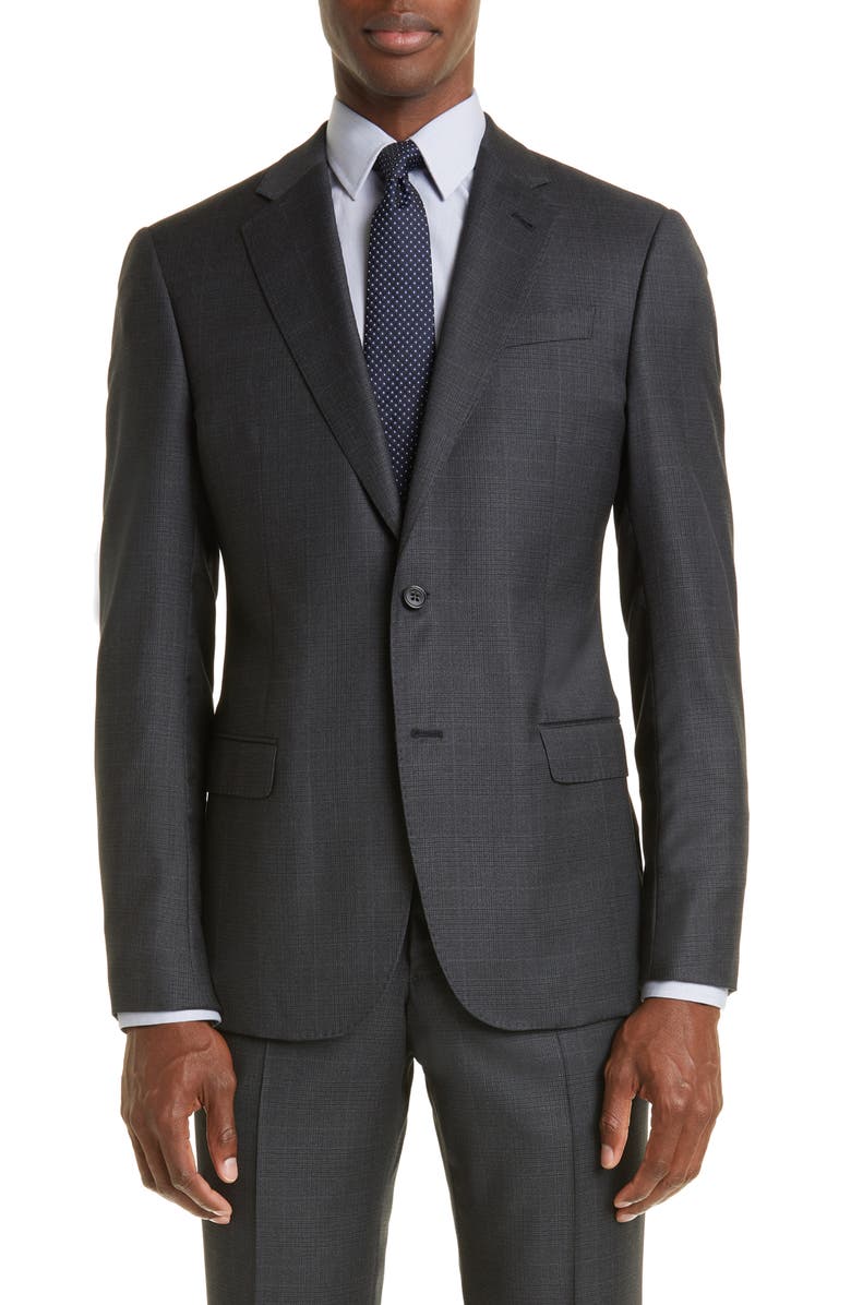 Emporio Armani G Line Plaid Wool Suit, Alternate, color, 