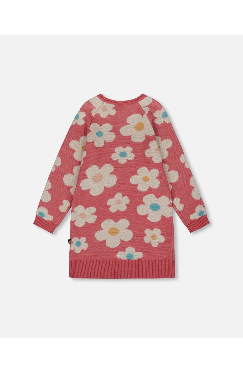 Deux par Deux Knitted Dress with Flower Jacquard, Alternate, color, Old Pink And Beige