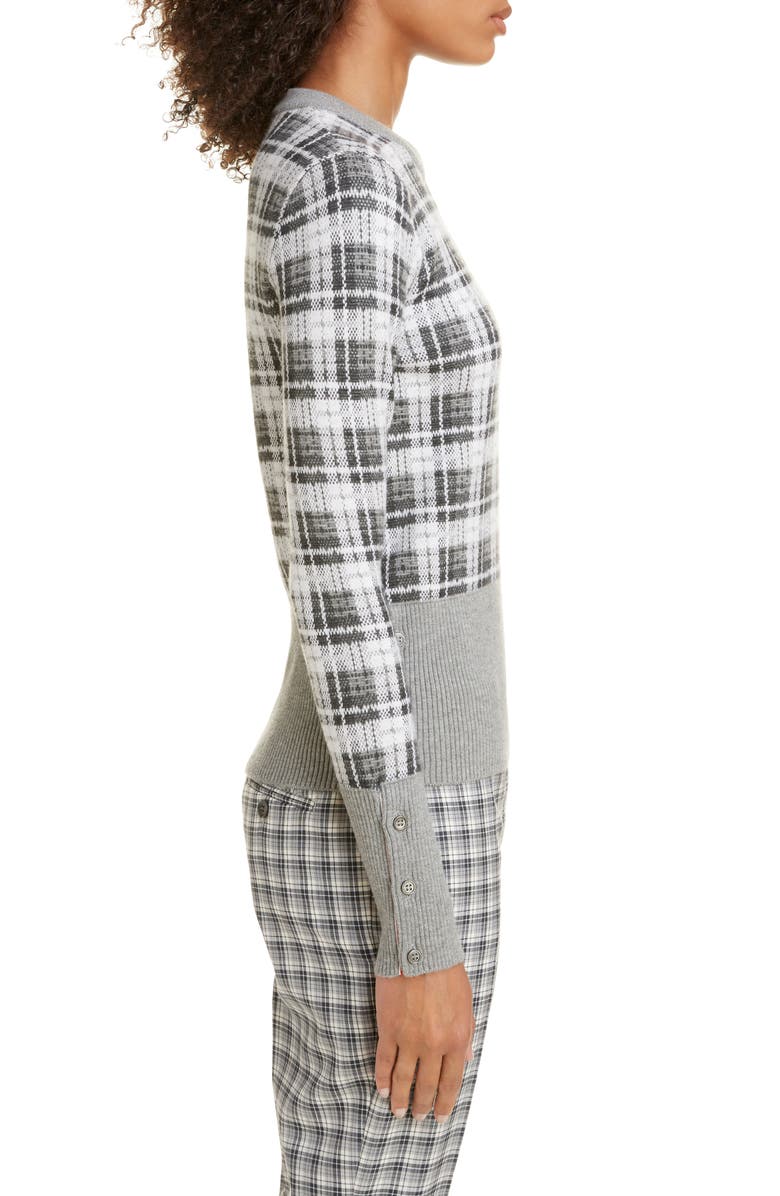 Thom Browne Checked Jacquard Cashmere & Wool Sweater, Alternate, color, 