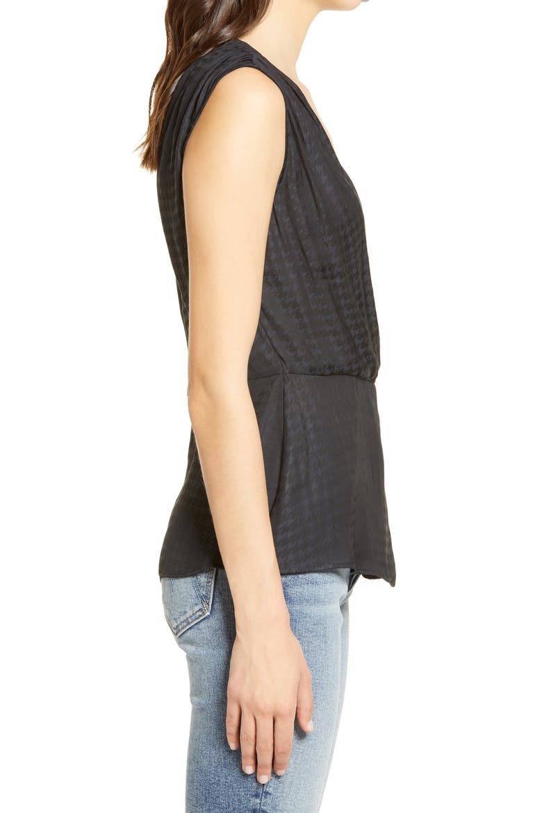 Houndstooth Satin Drape Top, Alternate, color, BLACK