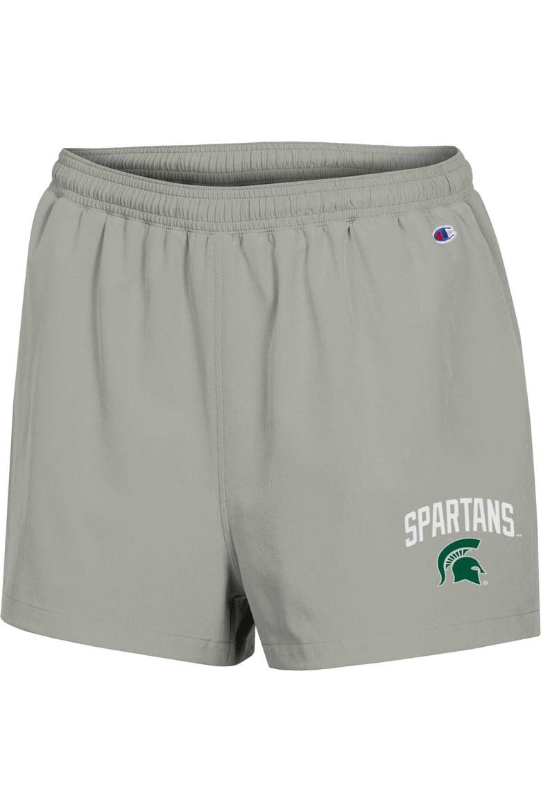 Women's Champion Gray Michigan State Spartans Football Fan High Waist Shorts, Alternate, color, Gray