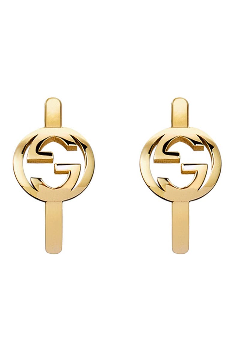 Interlocking G Huggie Hoop Earrings, Main, color, GOLD