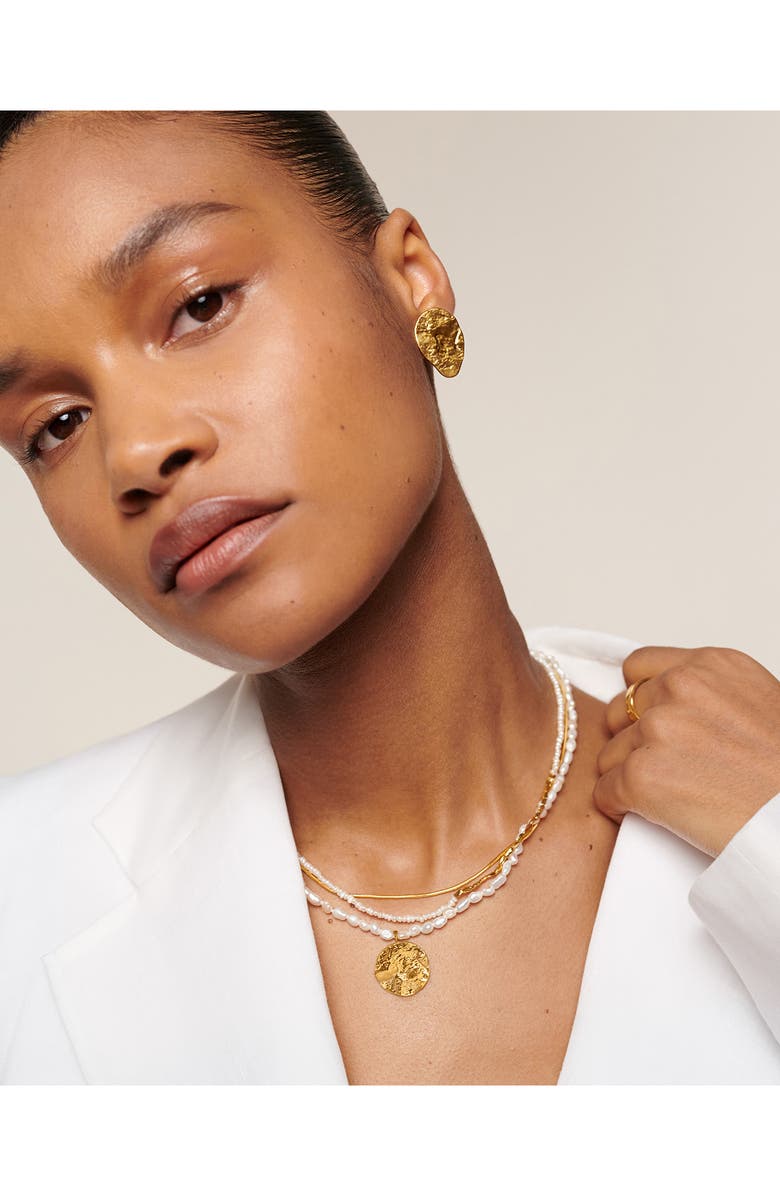 Monica Vinader Beaded Keshi Pearl Pendant Necklace, Alternate, color, 18Ct Gold Vermeil / Pearl