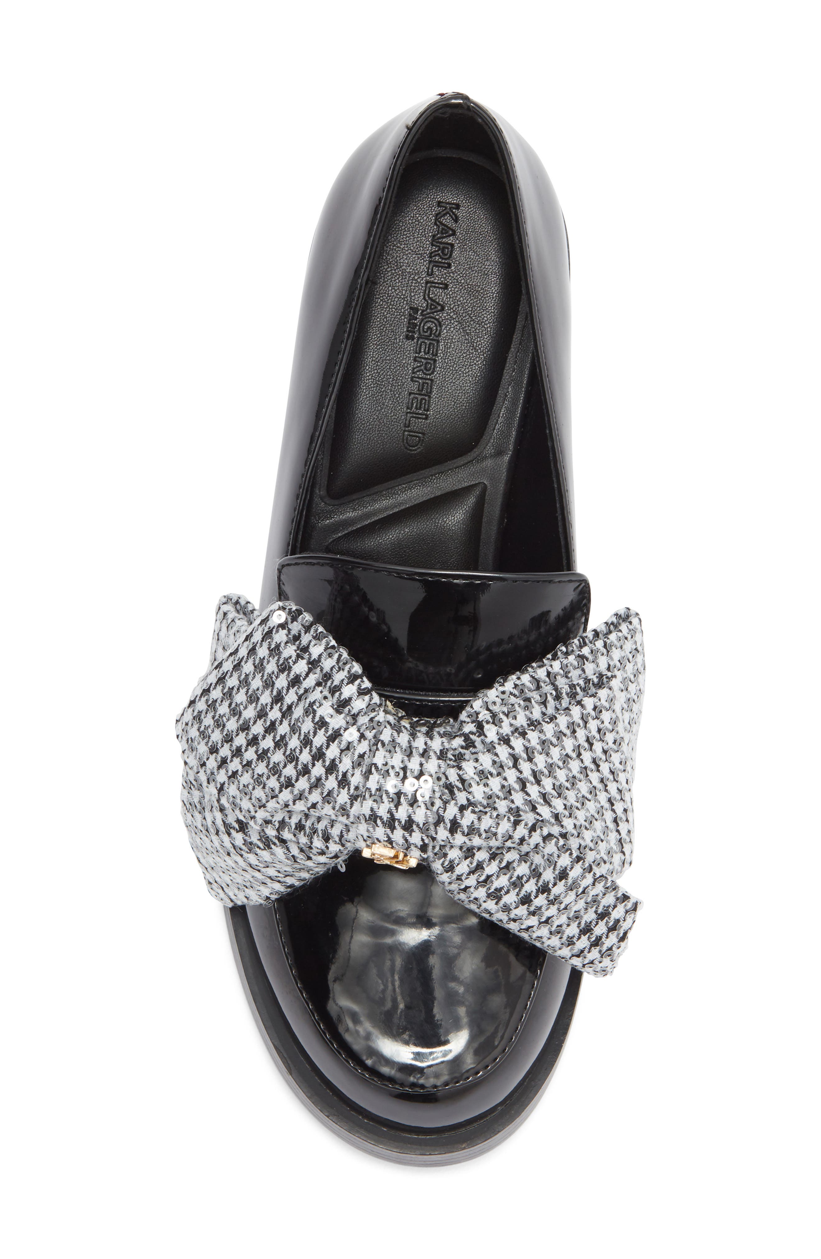 KARL LAGERFELD PARIS Camilia Bow Loafer, Alternate, color, Black/ White