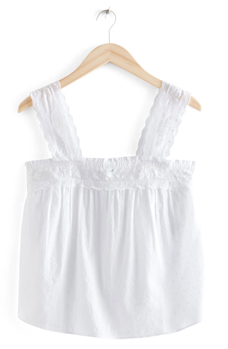 & Other Stories Swiss Dot Lace Trim Tank, Alternate, color,