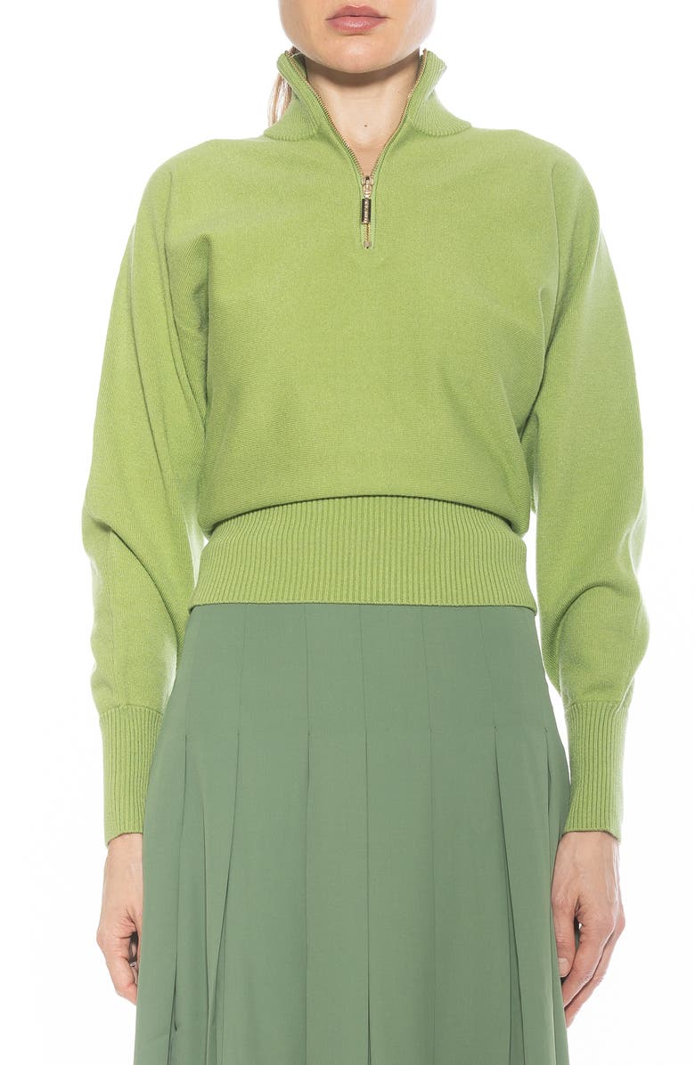 Alexia Admor Niko Quarter Zip Sweater, Main, color, Sage