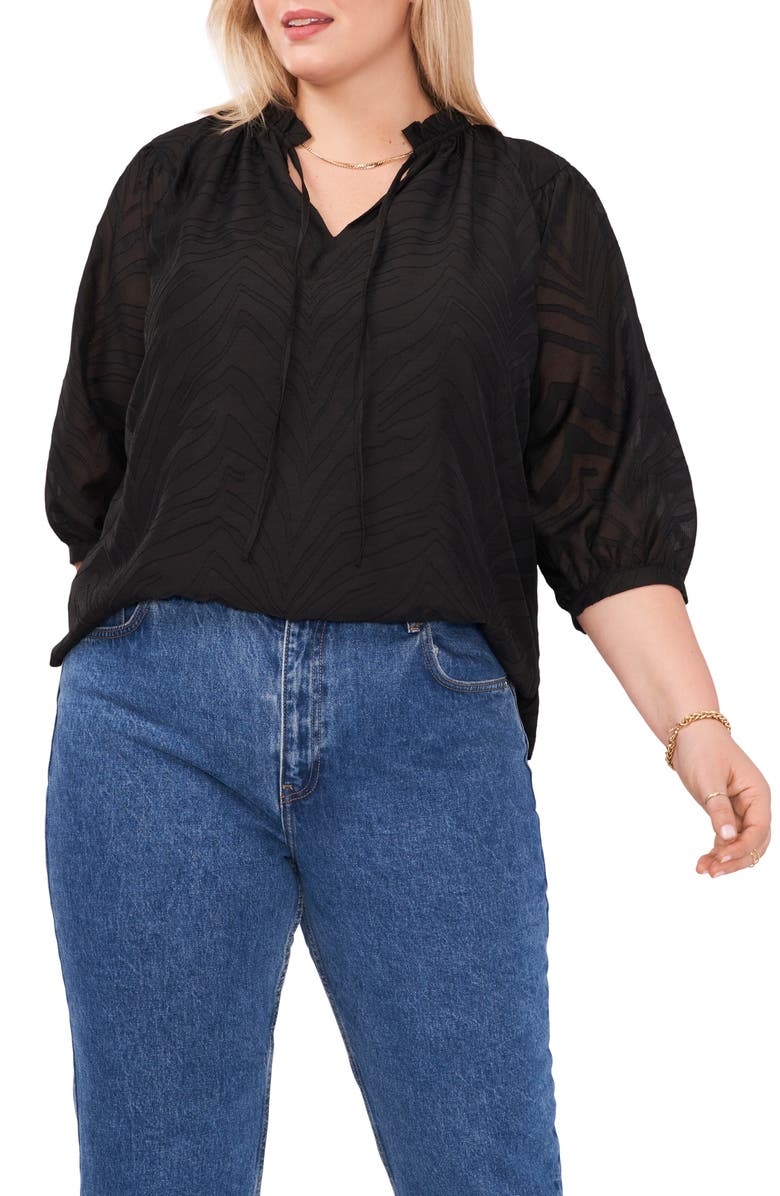 Vince Camuto Split Neck Puff Sleeve Top, Main, color,