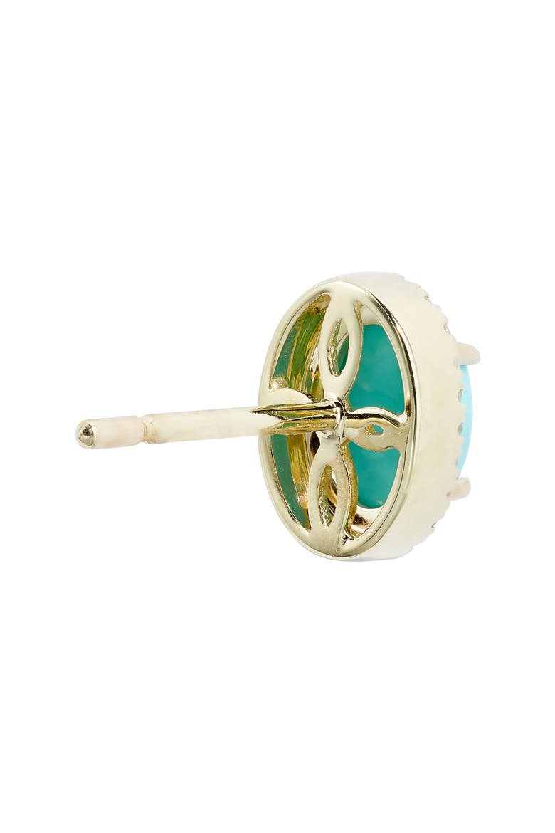 Diamond Pavé Turquoise Stud Earrings, Alternate, color, TURQUOISE/ YELLOW GOLD