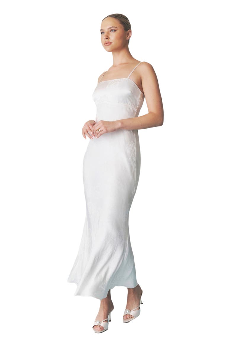 Paloma Satin Floral Jacquard Maxi Dress, Alternate, color, Ivory