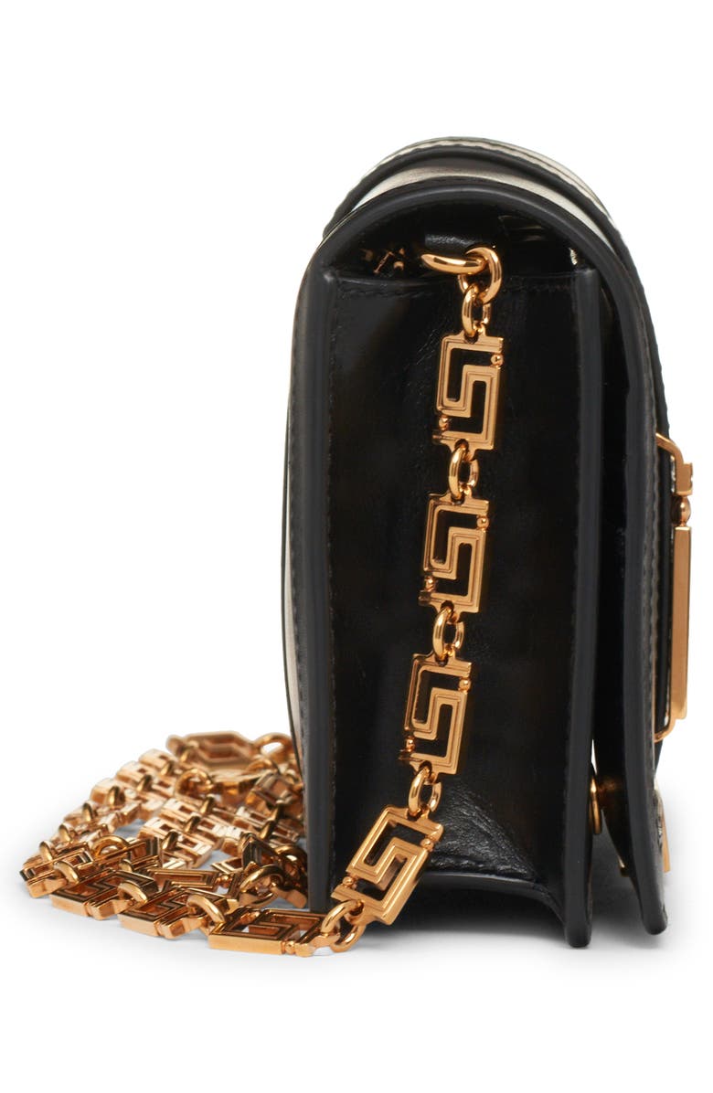 Versace Greca Goddess Leather Clutch, Alternate, color, 