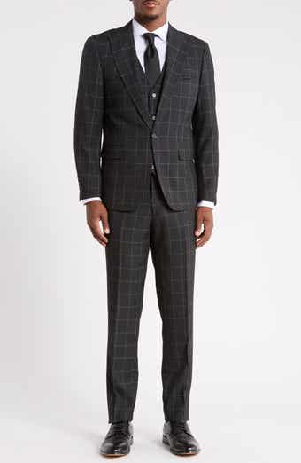 Windowpane Check Three-Piece Suit