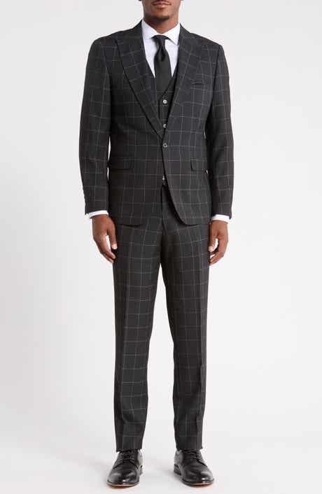 Windowpane Check Three-Piece Suit