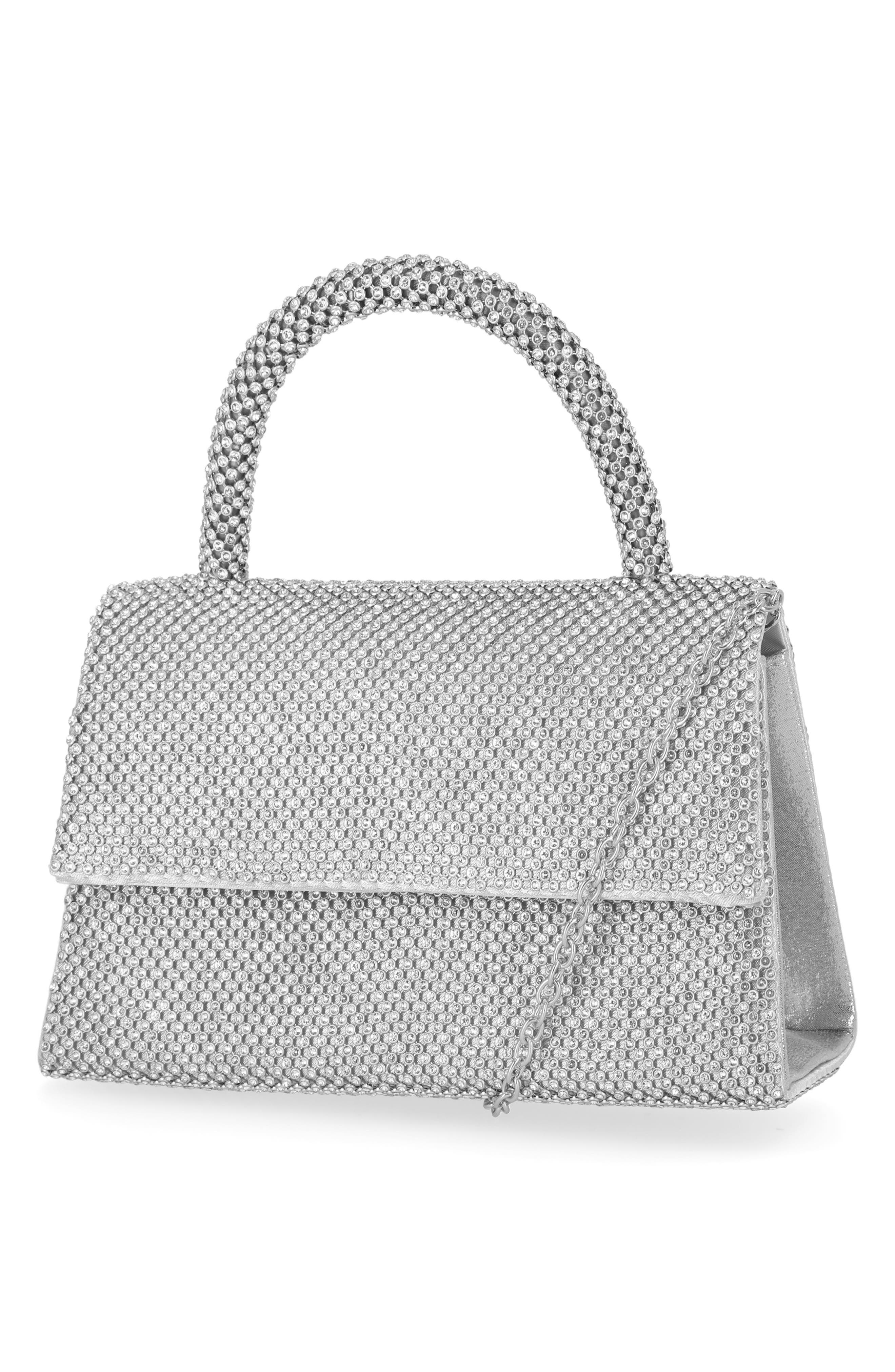 Jessica McClintock Remi Crystal Top Handle Bag, Alternate, color, 42N-Silver