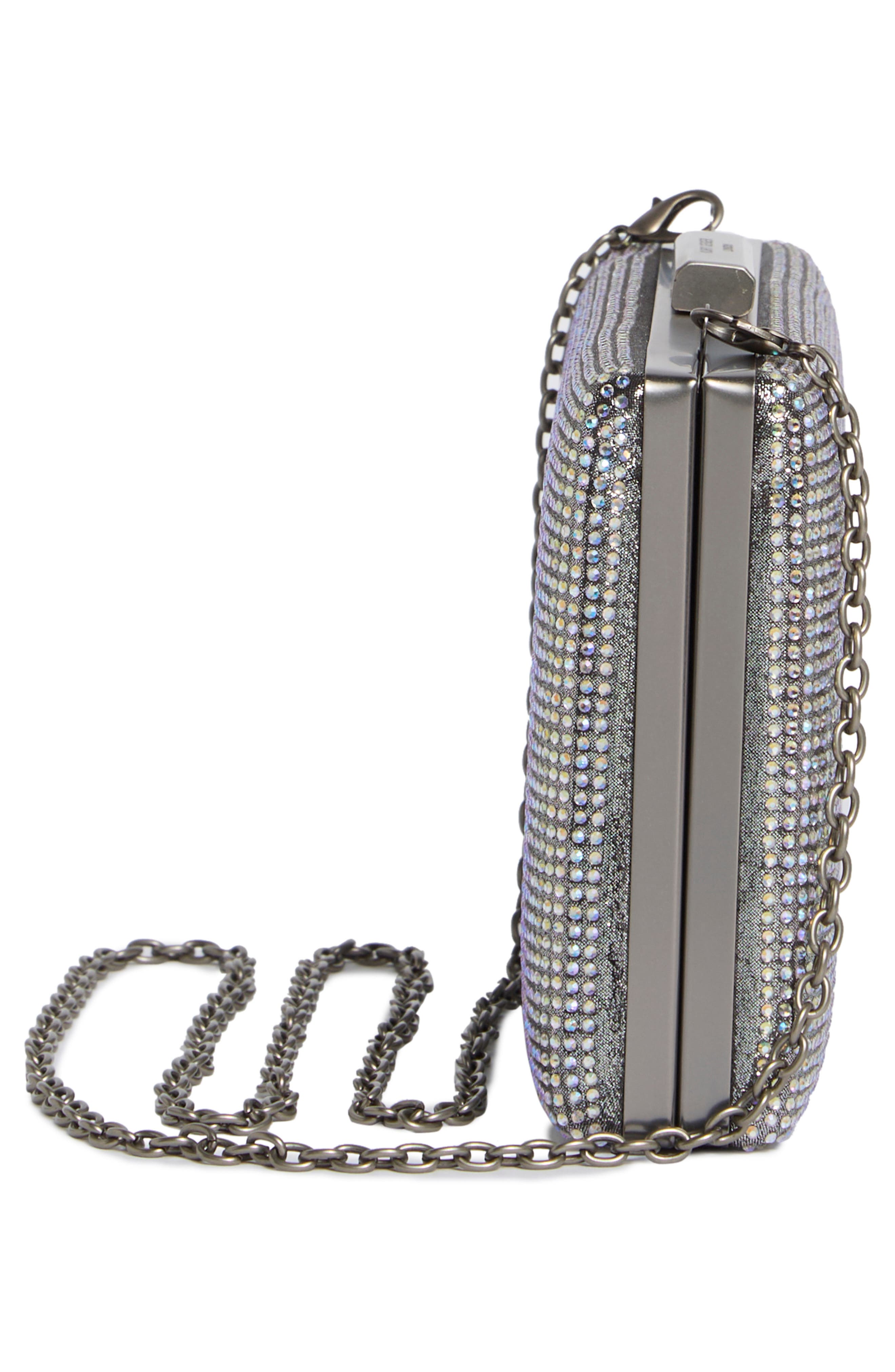 Crystal Box Clutch, Alternate, color, SILVER