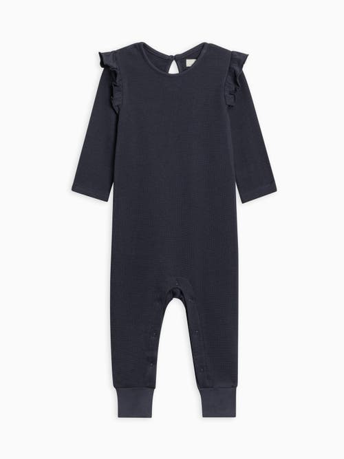 Kendi Mila Waffle Knit Flutter Romper In Black